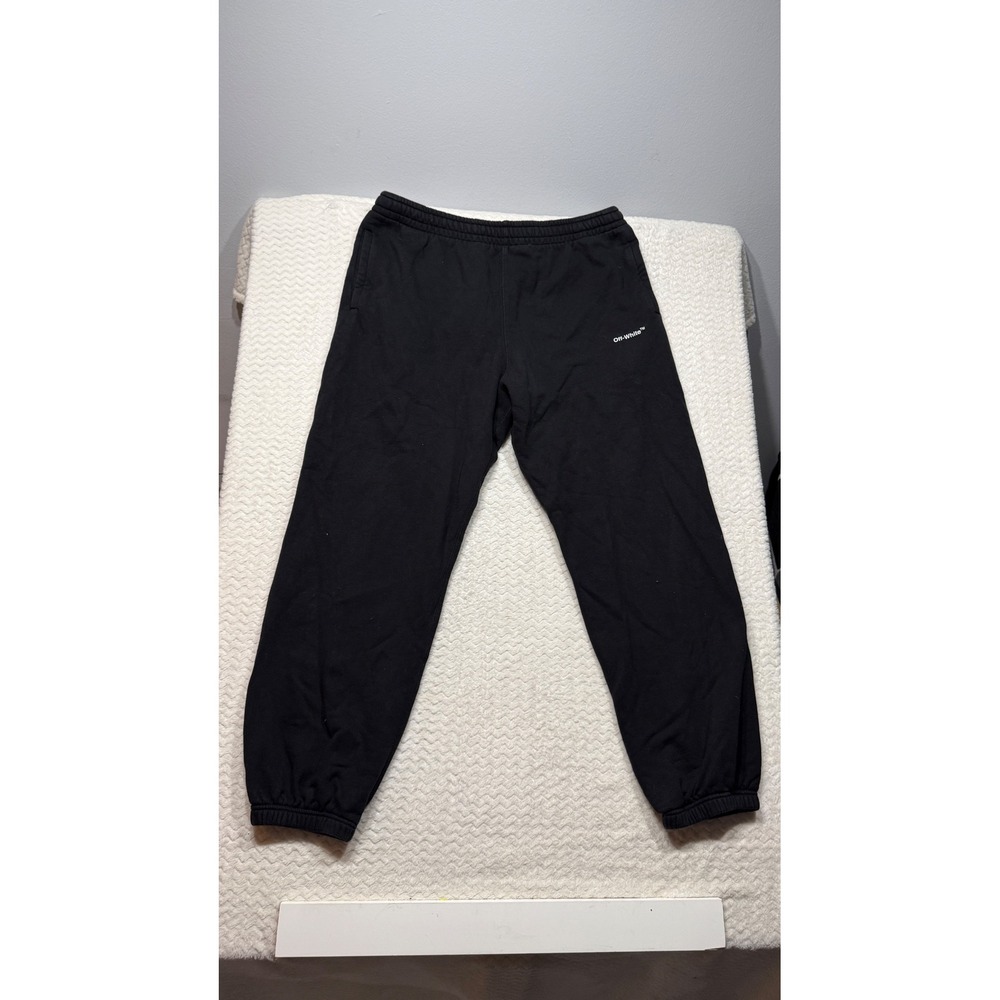Off-White Mens Black Diagonal Stripe Logo Sweatpants XXL OMCH029C99FLE004